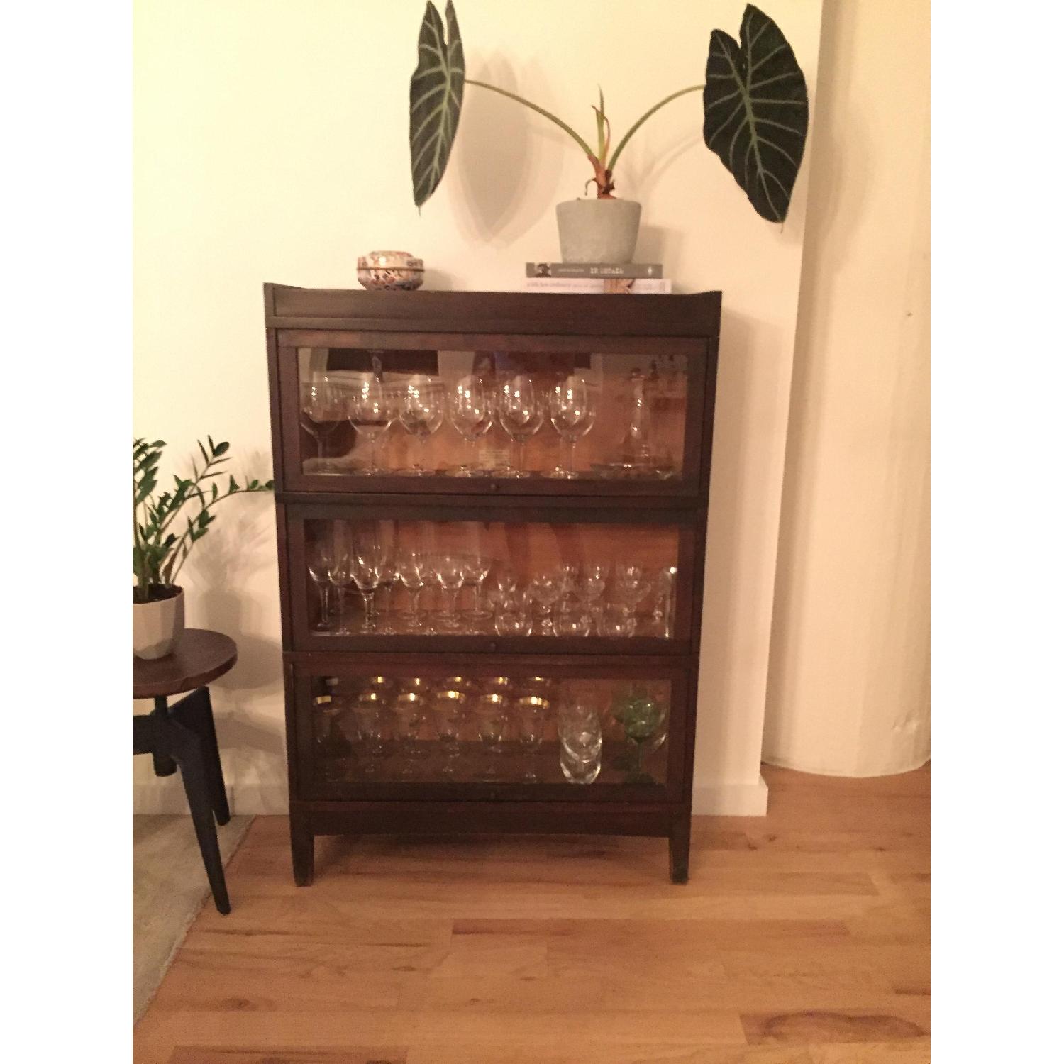 Vintage Wood Barrister Cabinet - image-1