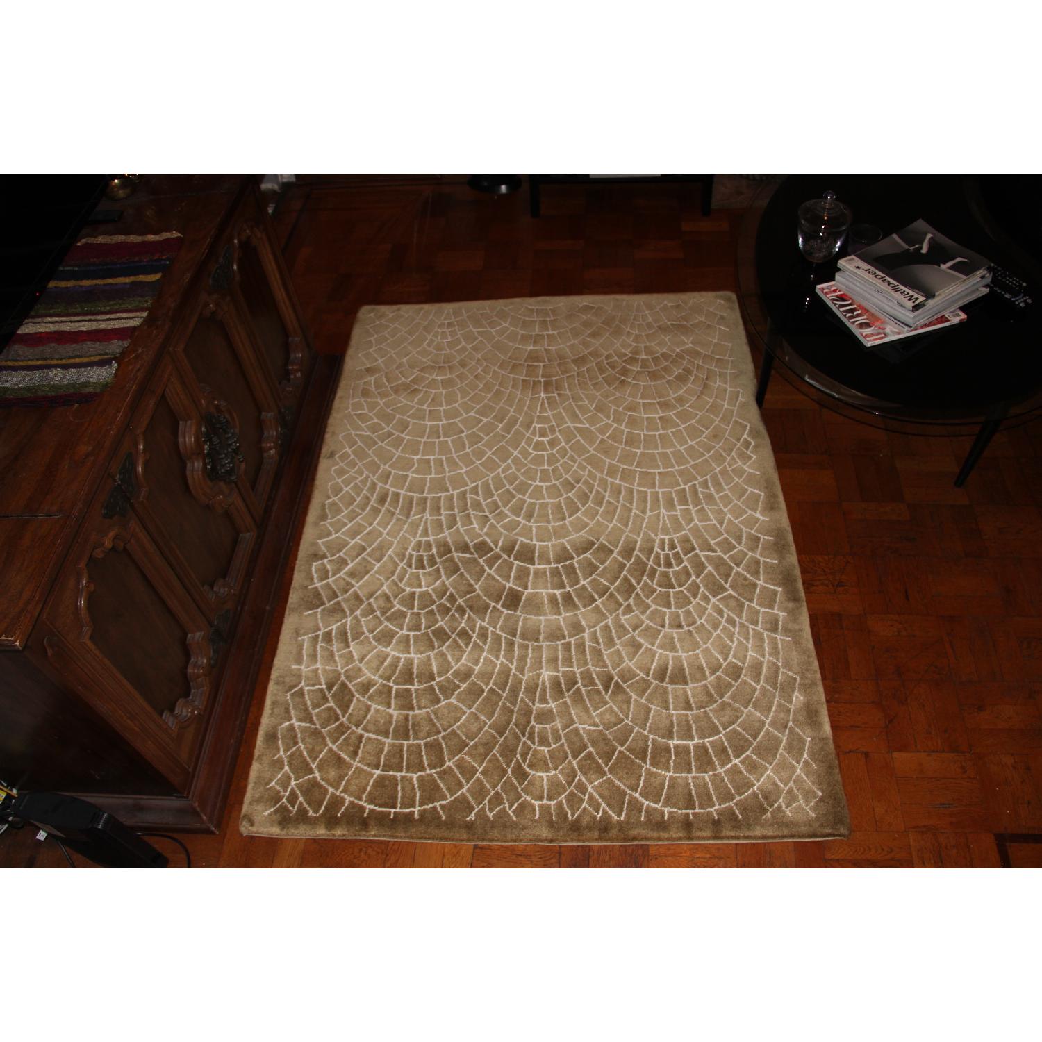 Contemporary Silk & Wool Indian Rug - image-3