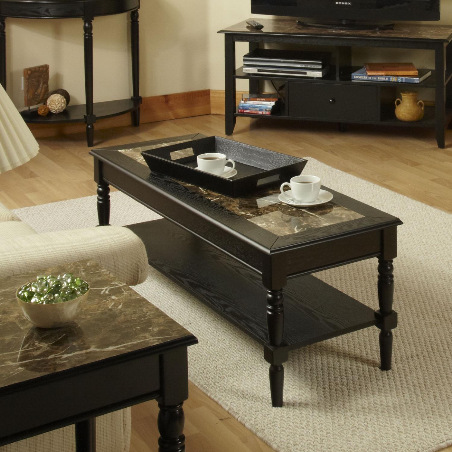 Convenience Concepts French Country Faux Marble Coffee Table - image-2