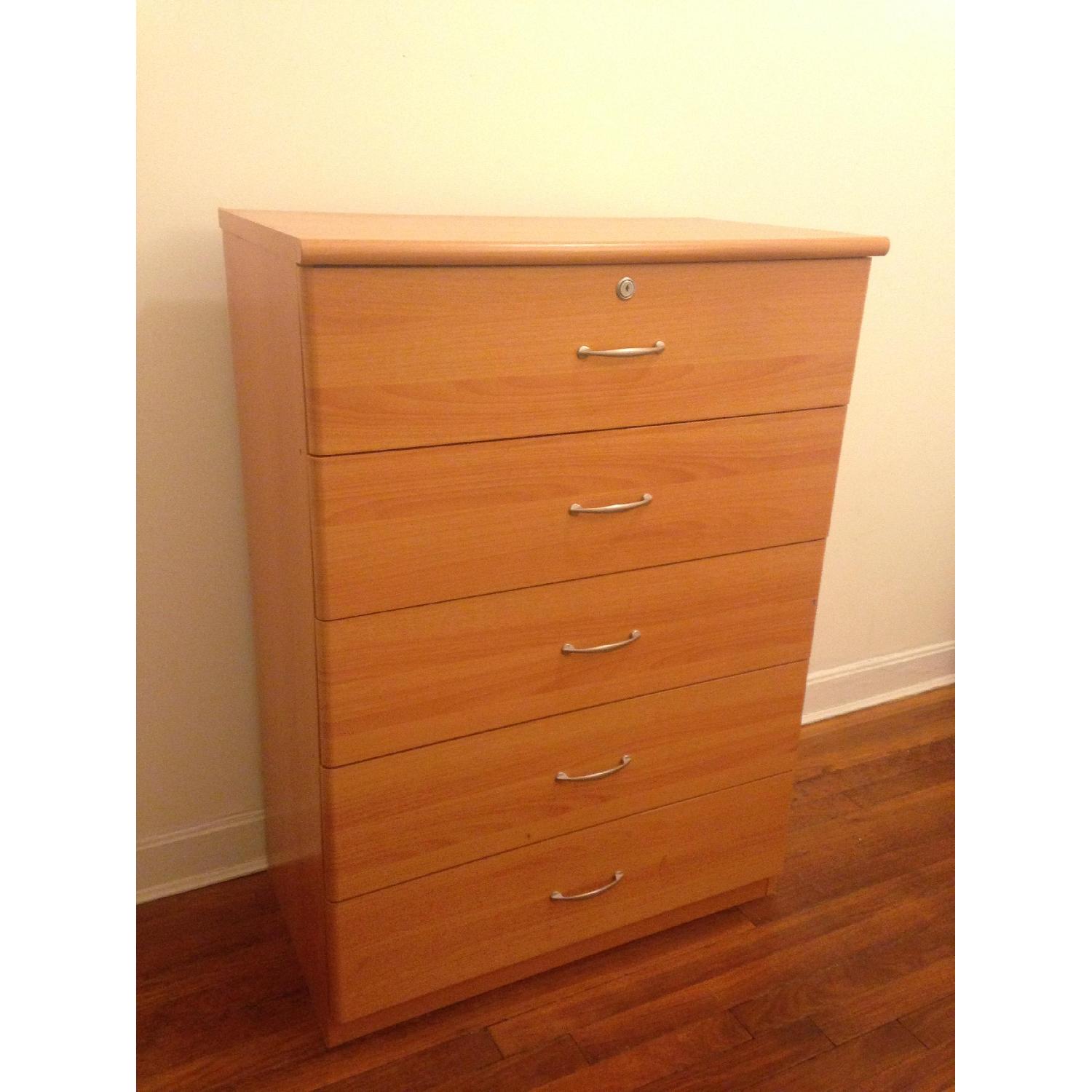 5 Drawer Beigh Blonde-Wood Chest/Dresser - image-2