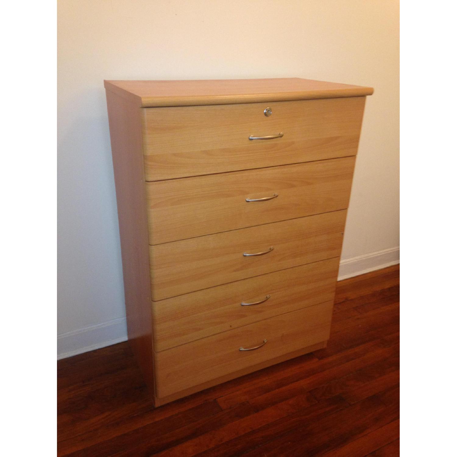 5 Drawer Beigh Blonde-Wood Chest/Dresser - image-3