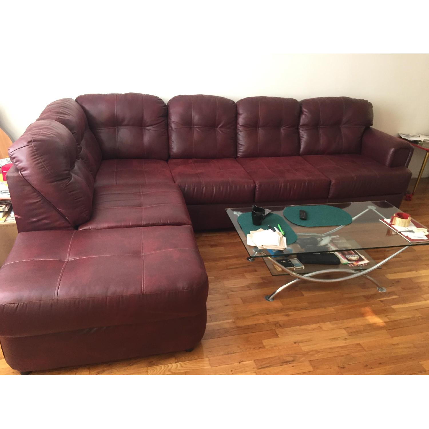 Dark Red/Maroon Sectional Sofa - image-1