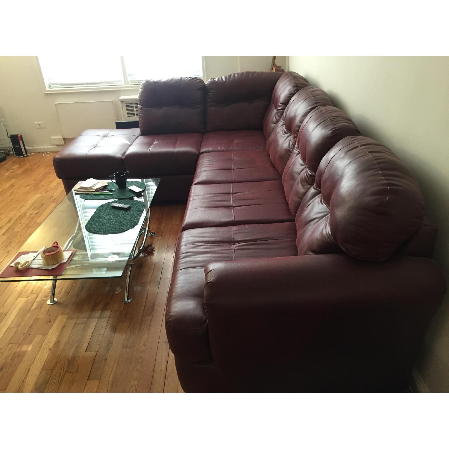 Dark Red/Maroon Sectional Sofa - image-2