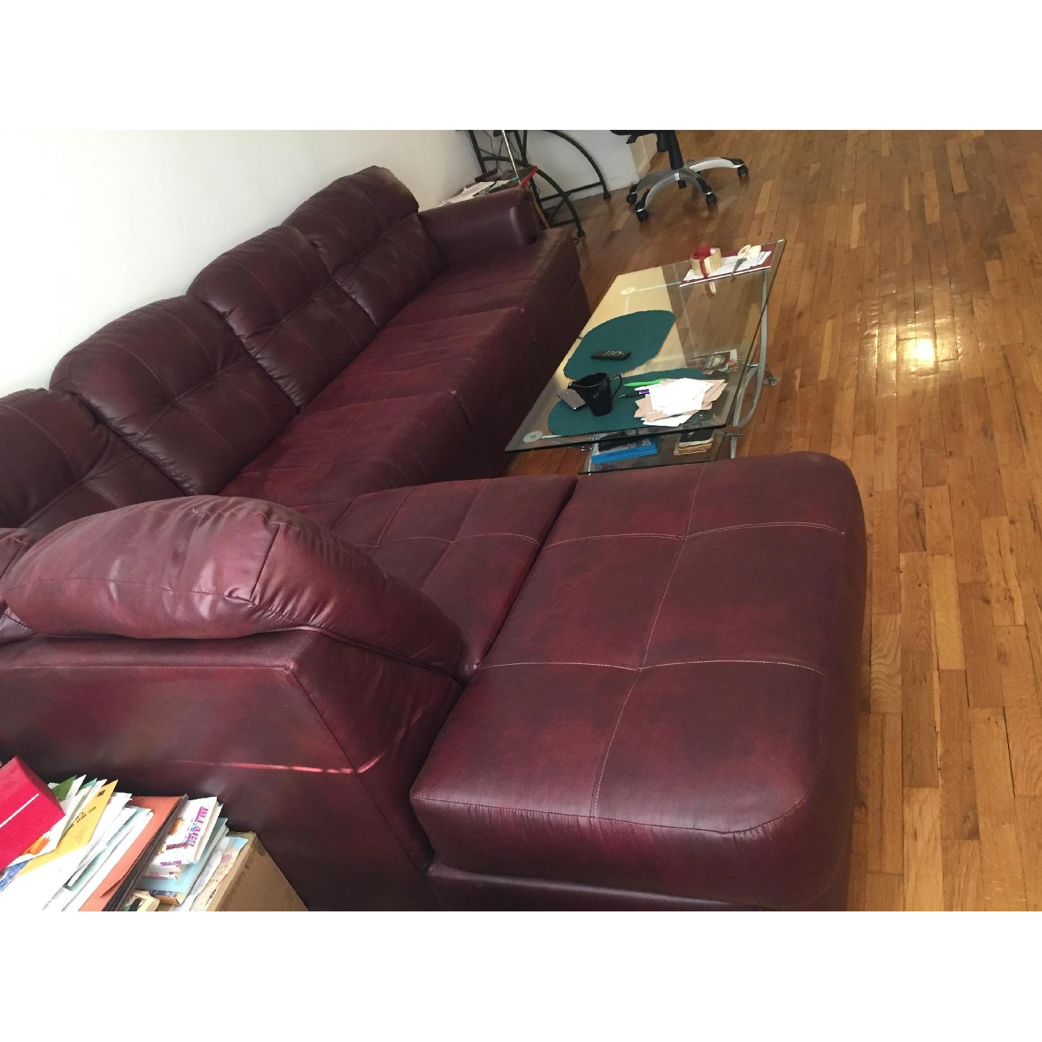 Dark Red/Maroon Sectional Sofa - image-3