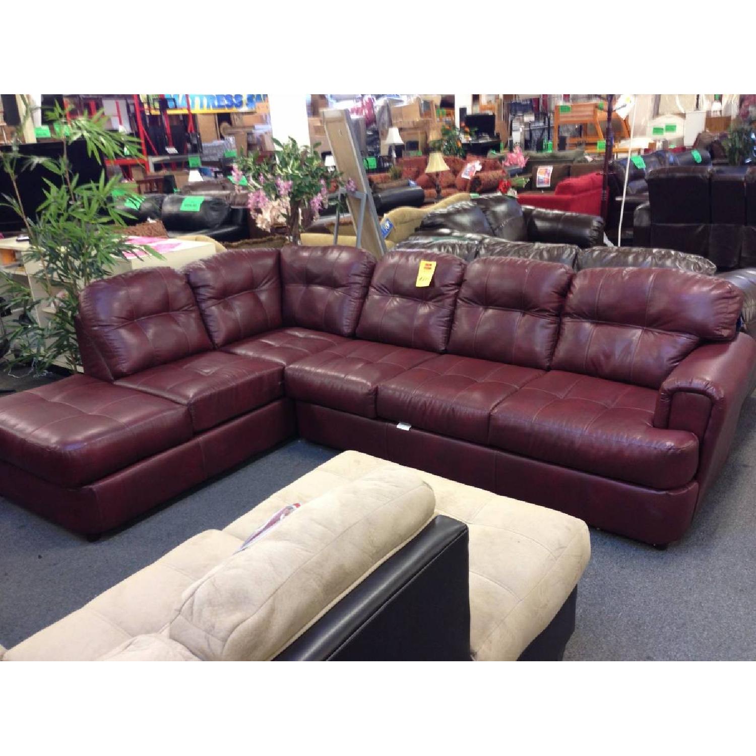 Dark Red/Maroon Sectional Sofa - image-6