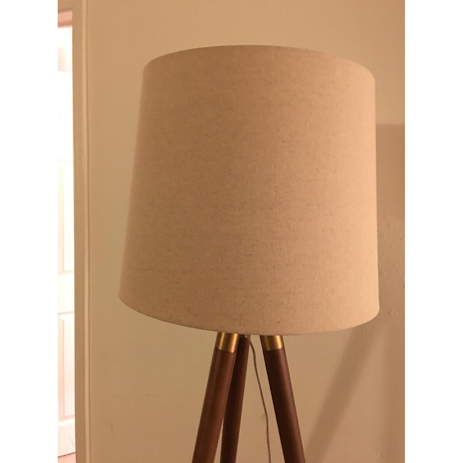 West Elm Mid-Century Wood Tripod Floor Lamp - Walnut - image-3