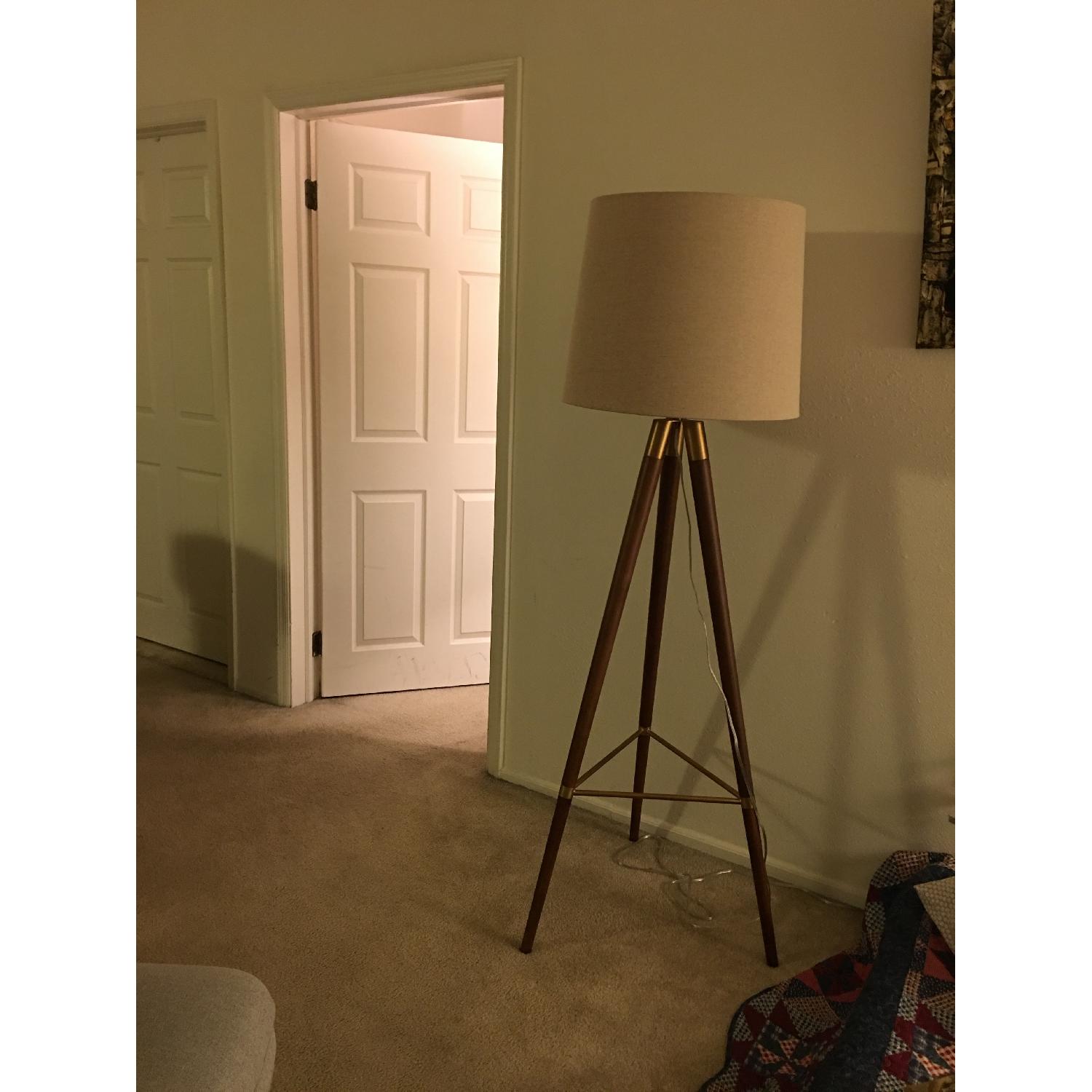 West Elm Mid-Century Wood Tripod Floor Lamp - Walnut - image-4