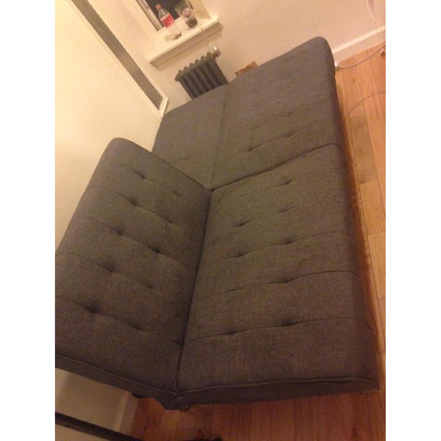 Grey Fold-up Futon Couch - image-1
