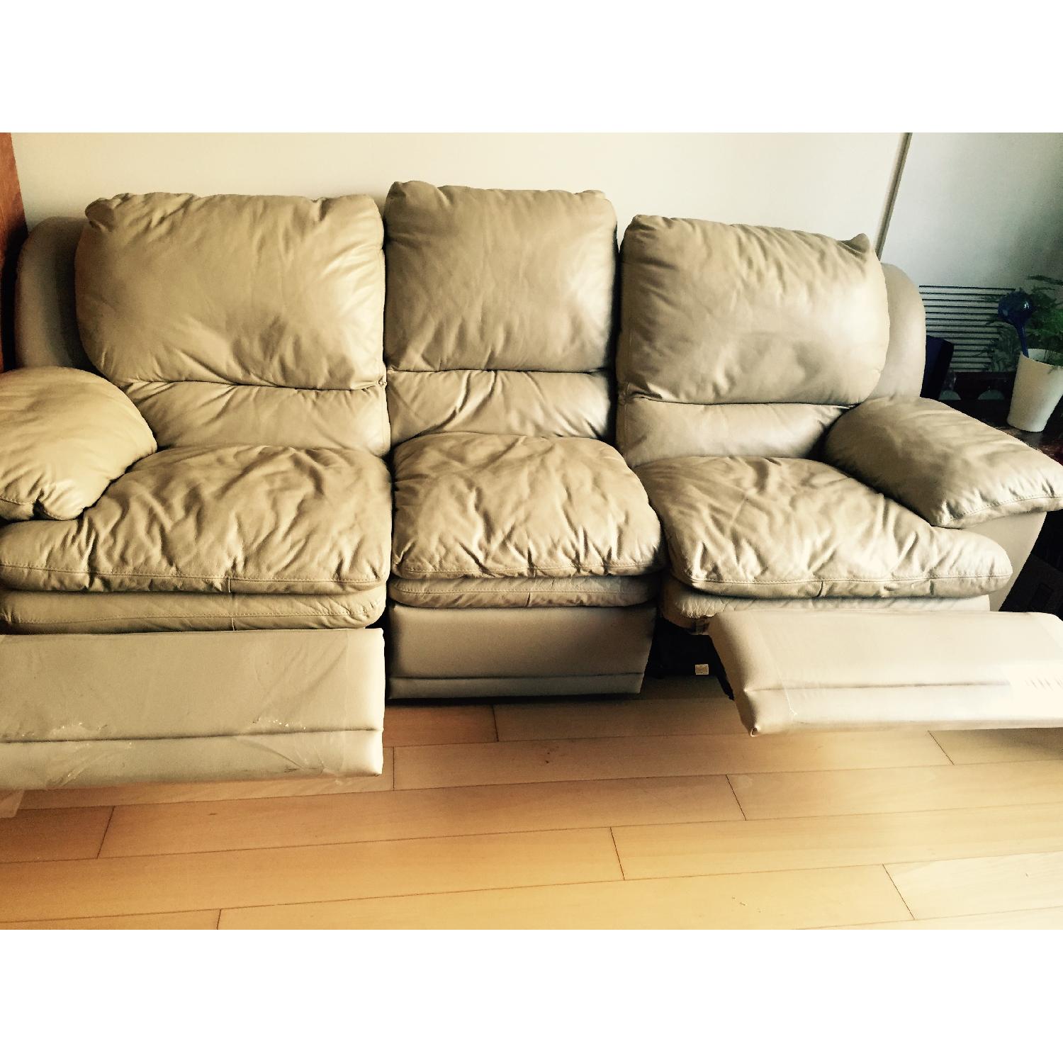 Raymour & Flanigan Leather Reclining Sofa - image-1