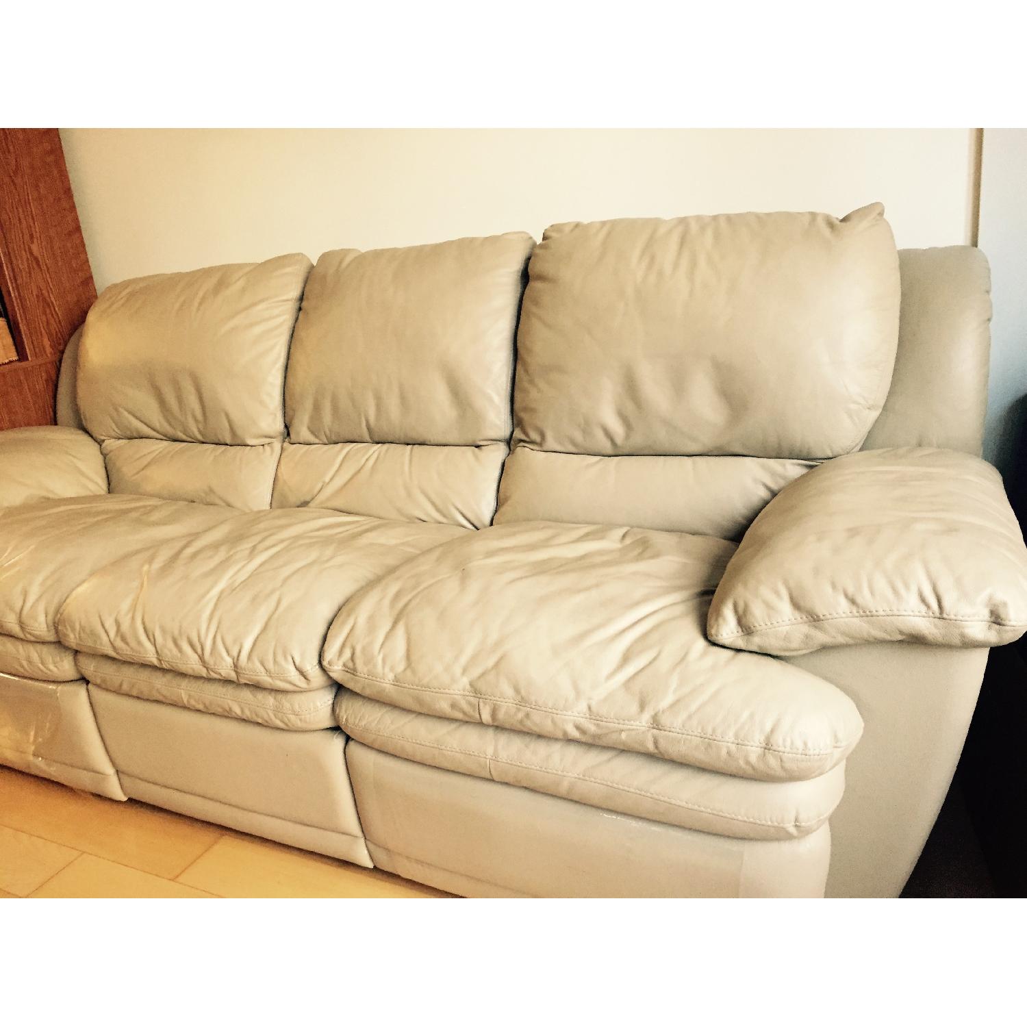 Raymour & Flanigan Leather Reclining Sofa - image-3