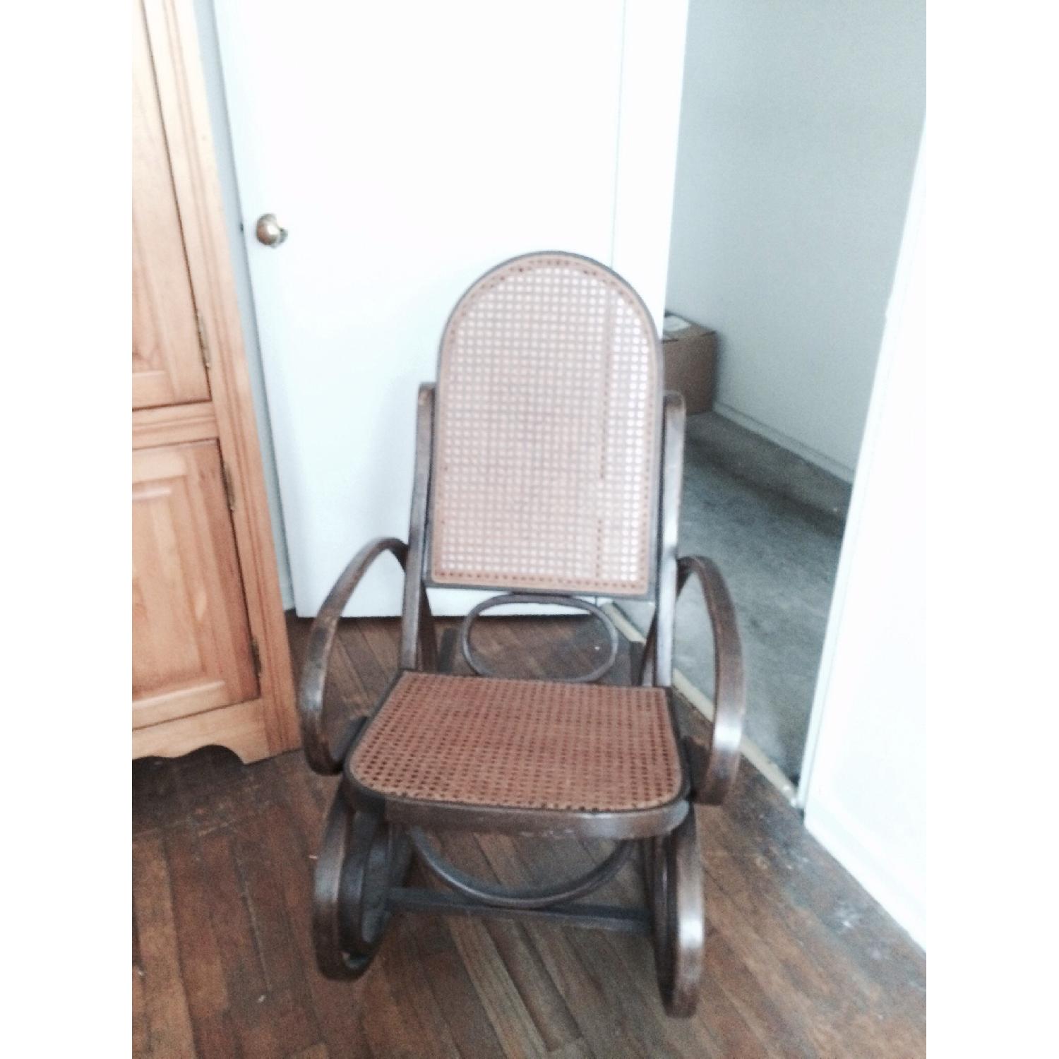 Rocking Wooden Rattan Chair - image-1