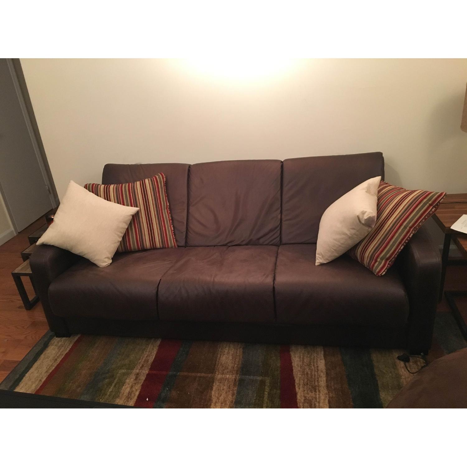 Portfolio Trace Brown Renu Leather Futon Sofa Sleeper - image-1
