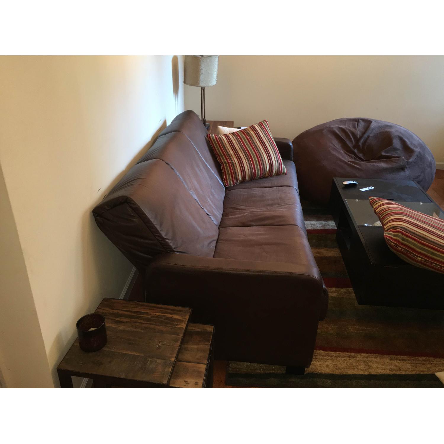 Portfolio Trace Brown Renu Leather Futon Sofa Sleeper - image-2