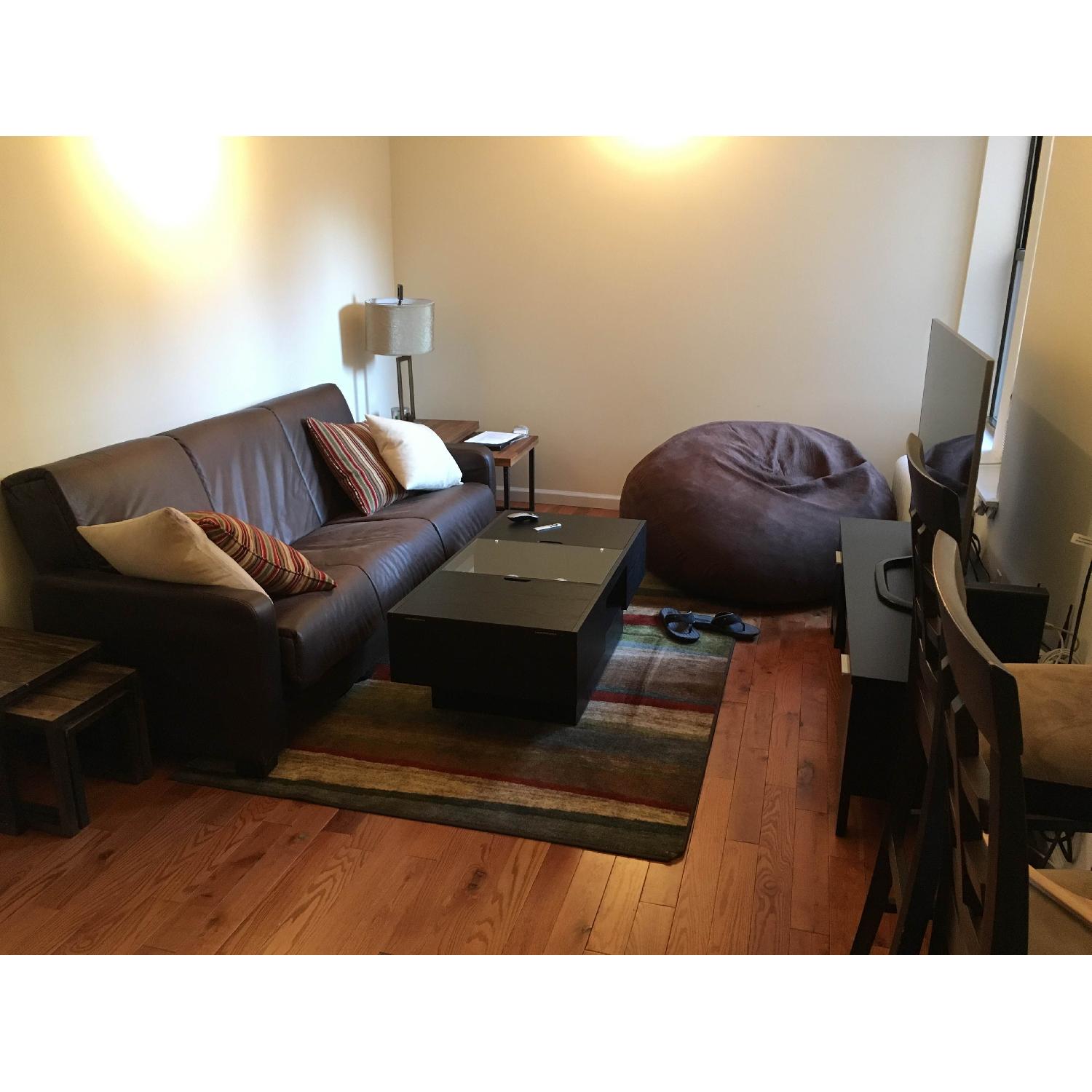 Portfolio Trace Brown Renu Leather Futon Sofa Sleeper - image-3