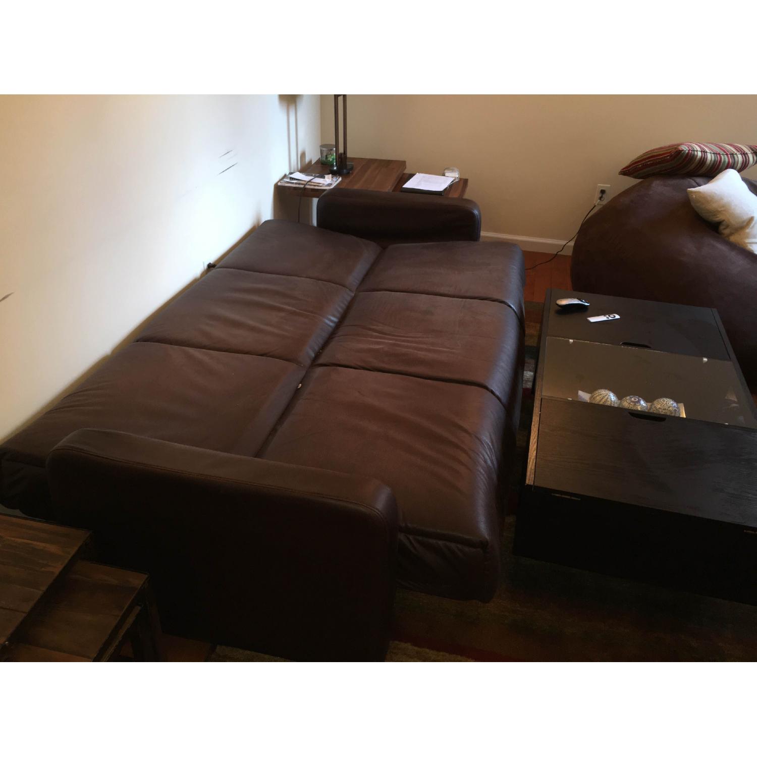 Portfolio Trace Brown Renu Leather Futon Sofa Sleeper - image-4