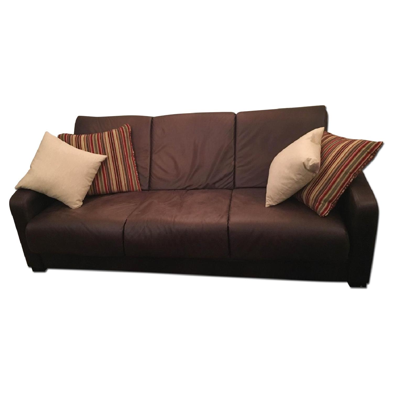Portfolio Trace Brown Renu Leather Futon Sofa Sleeper - image-0