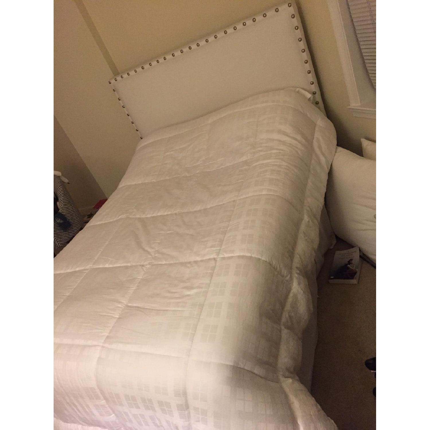 Pottery Barn White Velvet Headboard & Frame - image-2
