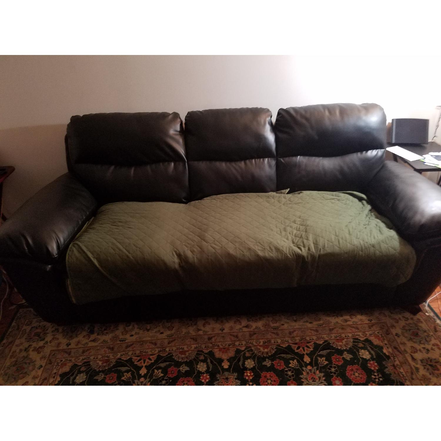 Jennifer Convertibles Leather Couch - image-1