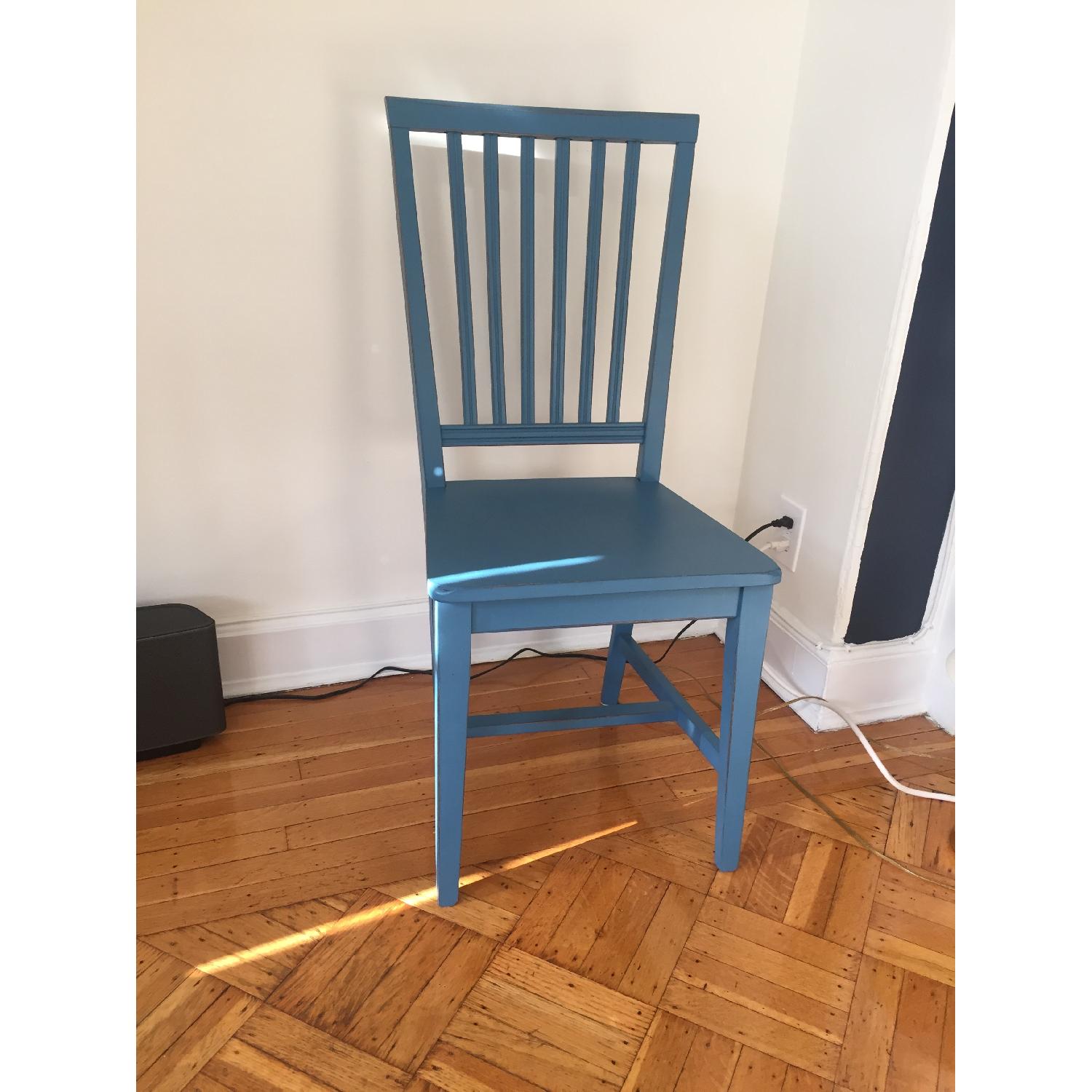 Crate & Barrel Village Blue Dining Chairs - image-1