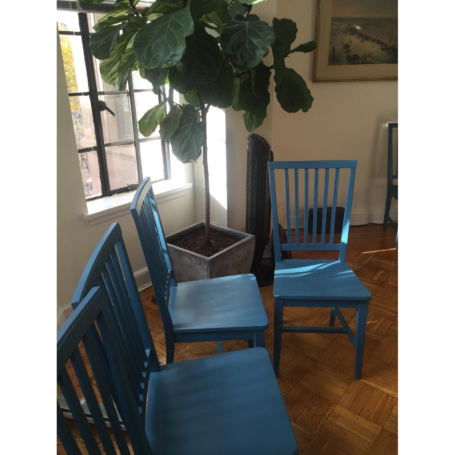 Crate & Barrel Village Blue Dining Chairs - image-2