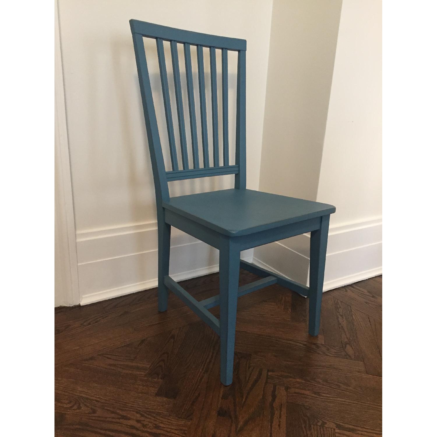 Crate & Barrel Village Blue Dining Chairs - image-3