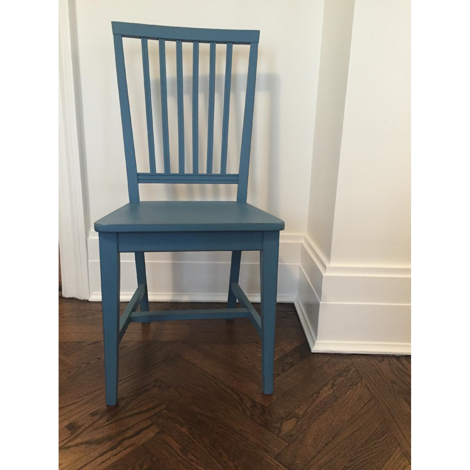 Crate & Barrel Village Blue Dining Chairs - image-4