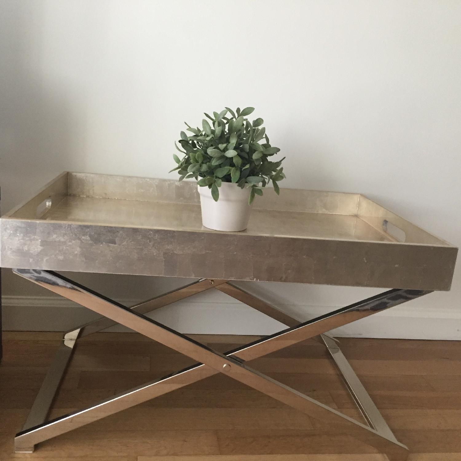 West Elm Gold Lacquer Tray w/ Legs - image-1