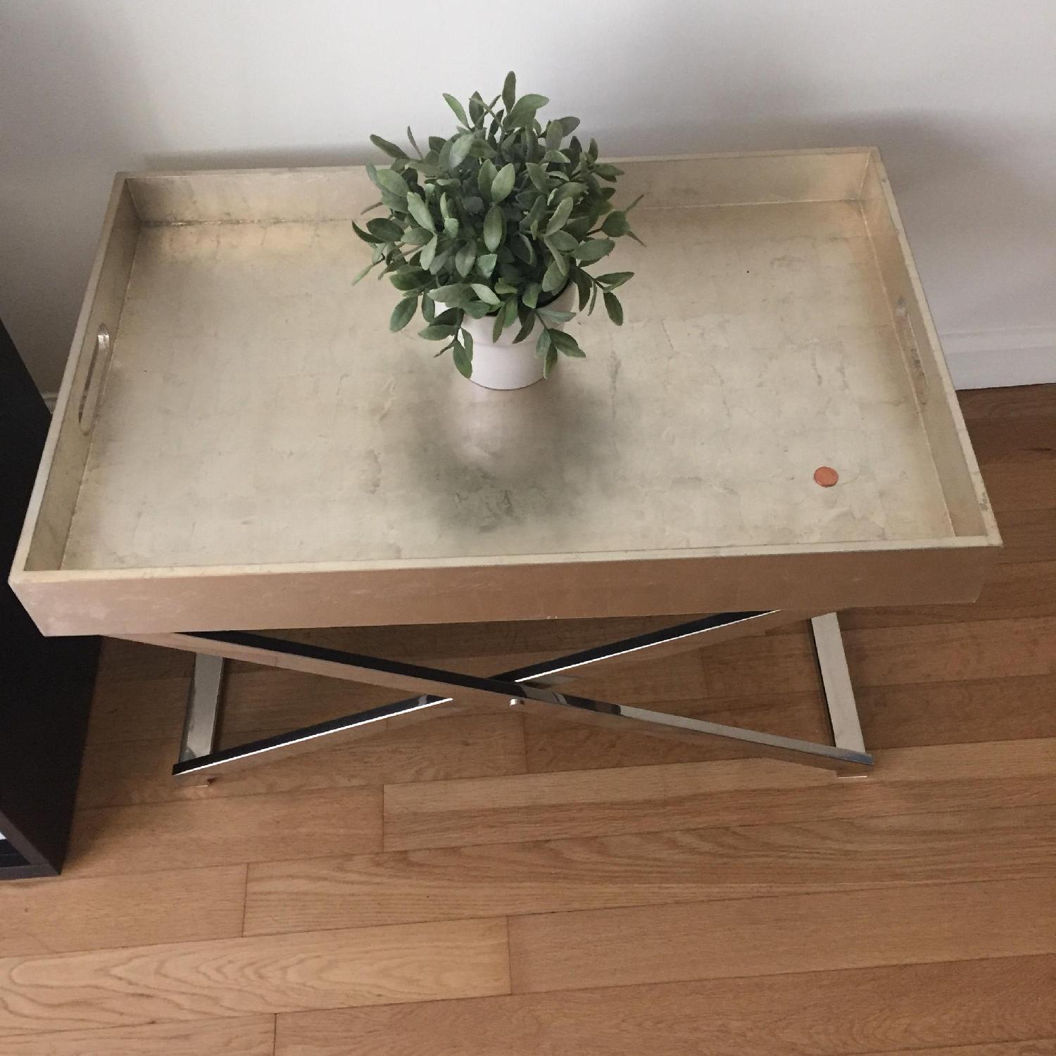 West Elm Gold Lacquer Tray w/ Legs - image-2