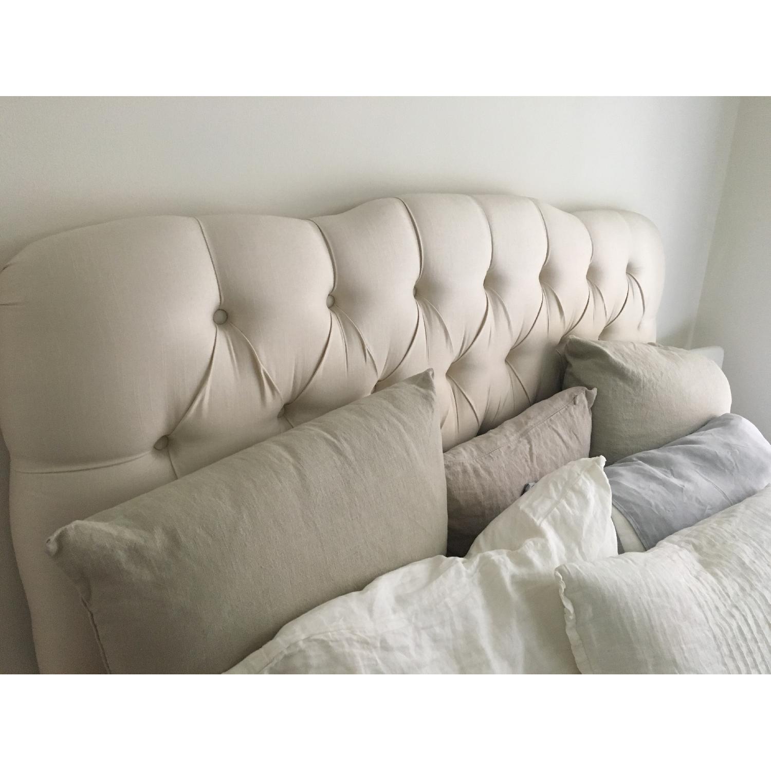 Skyline Furniture Queen Size Ivory Linen Tufted Headboard - image-2
