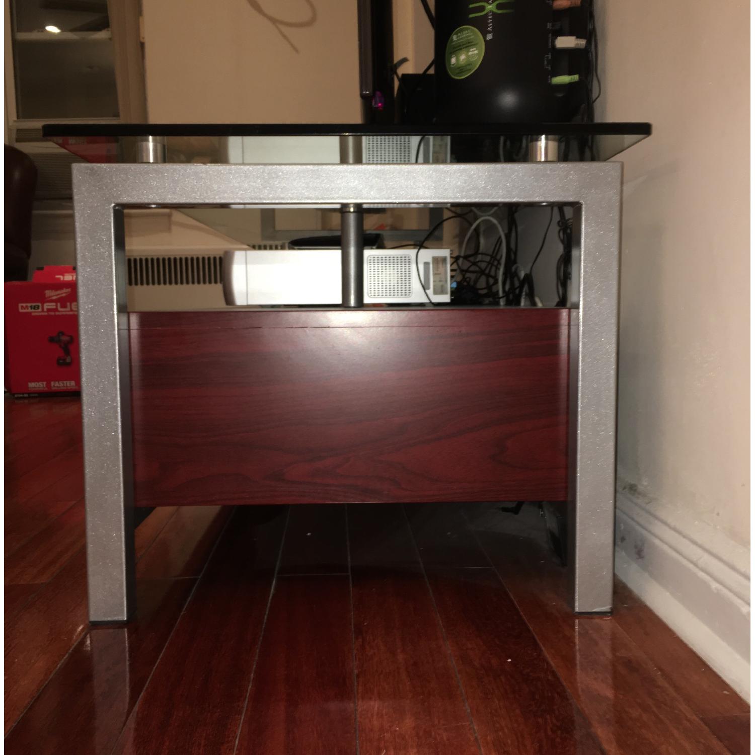 3 Drawer Wooden TV Stand w/ Metal & Glass Top - image-2