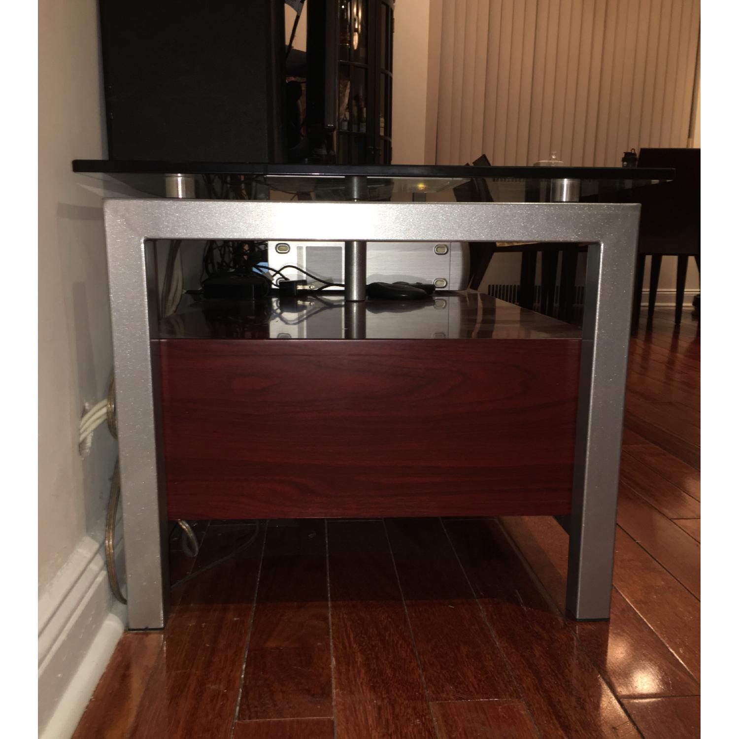 3 Drawer Wooden TV Stand w/ Metal & Glass Top - image-3