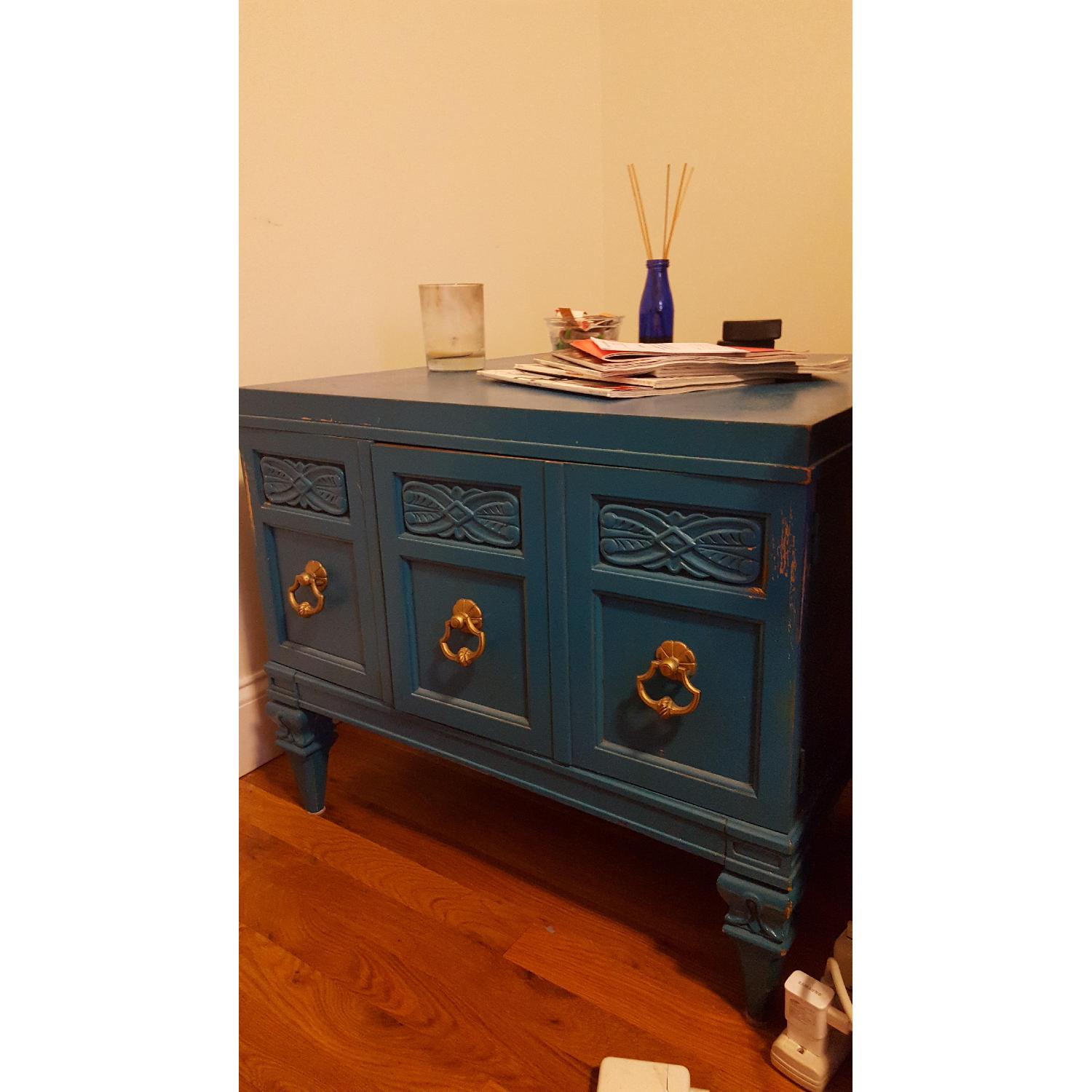 Antique Teal Storage Table - image-1