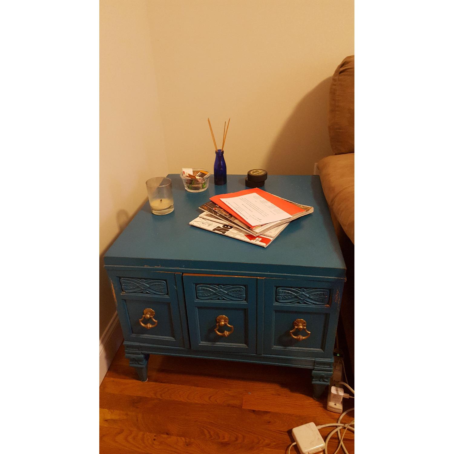 Antique Teal Storage Table - image-2
