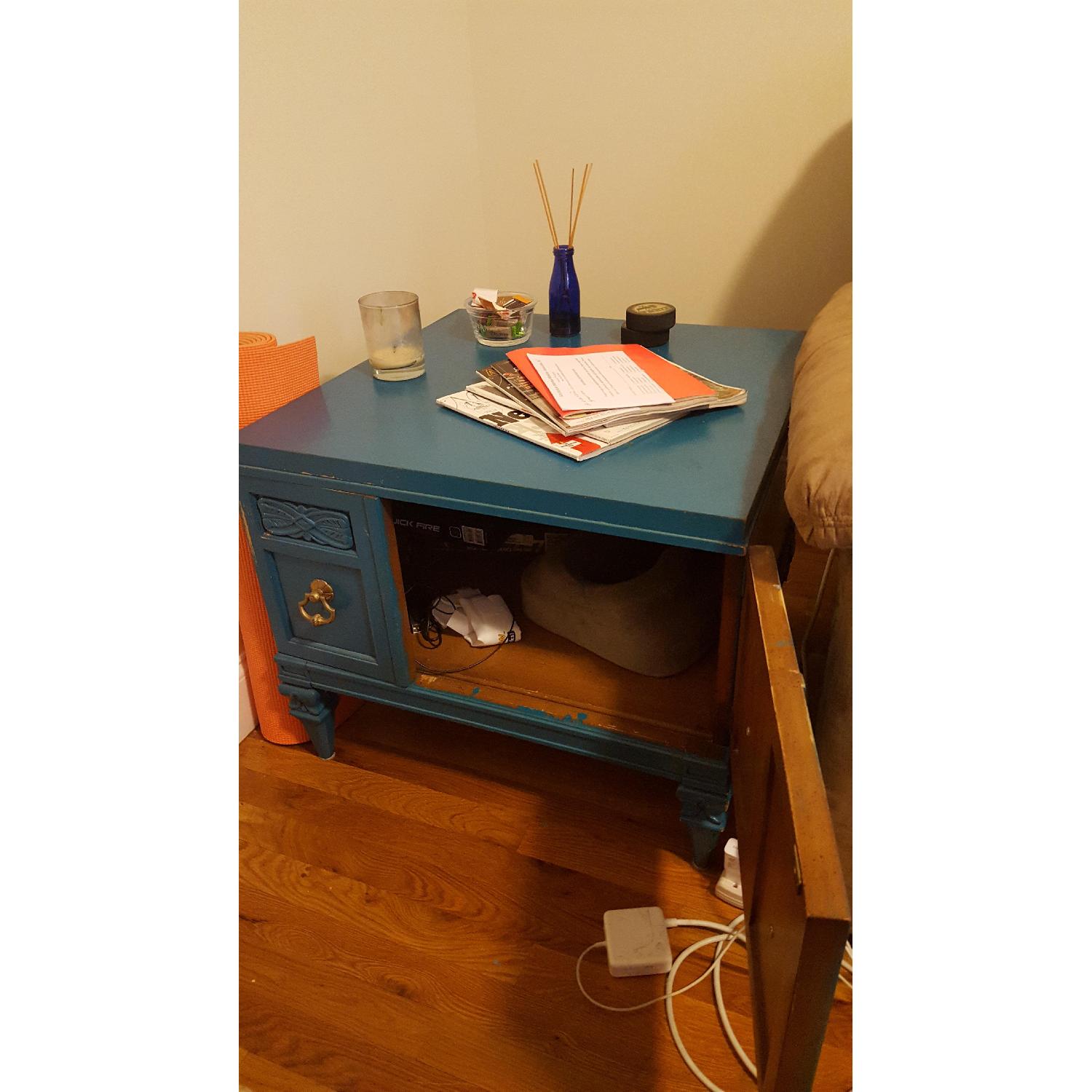 Antique Teal Storage Table - image-3