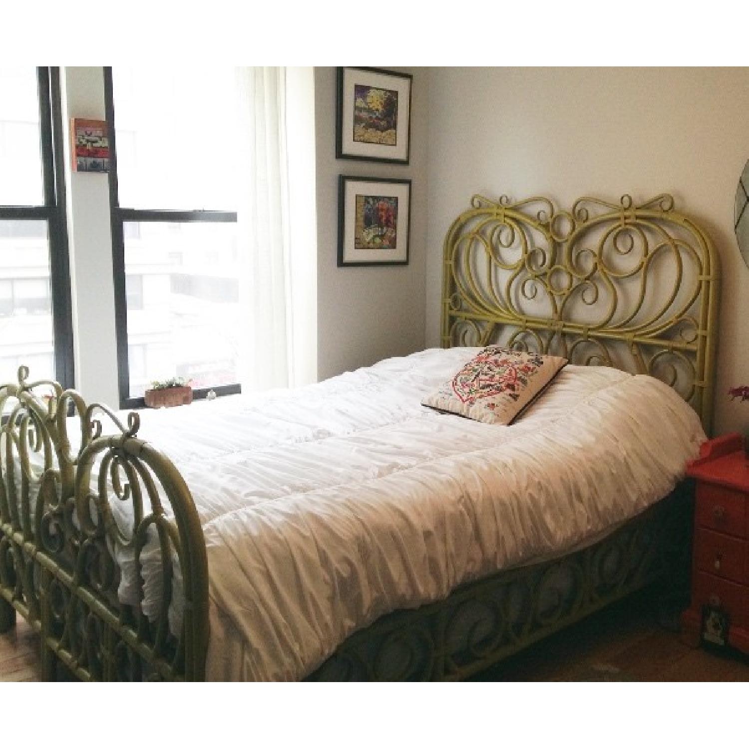 Anthropologie Queen Green Bamboo Bed - image-1