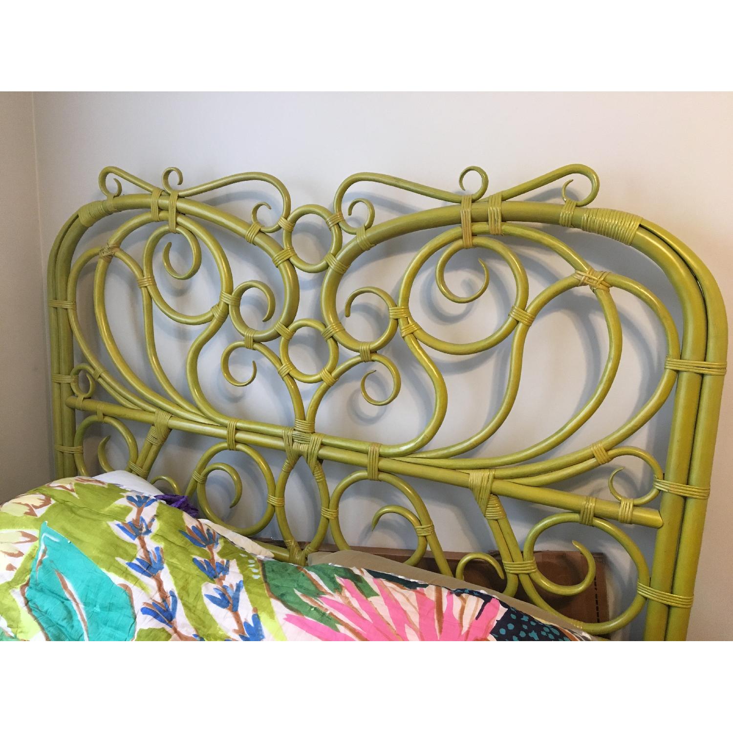 Anthropologie Queen Green Bamboo Bed - image-2