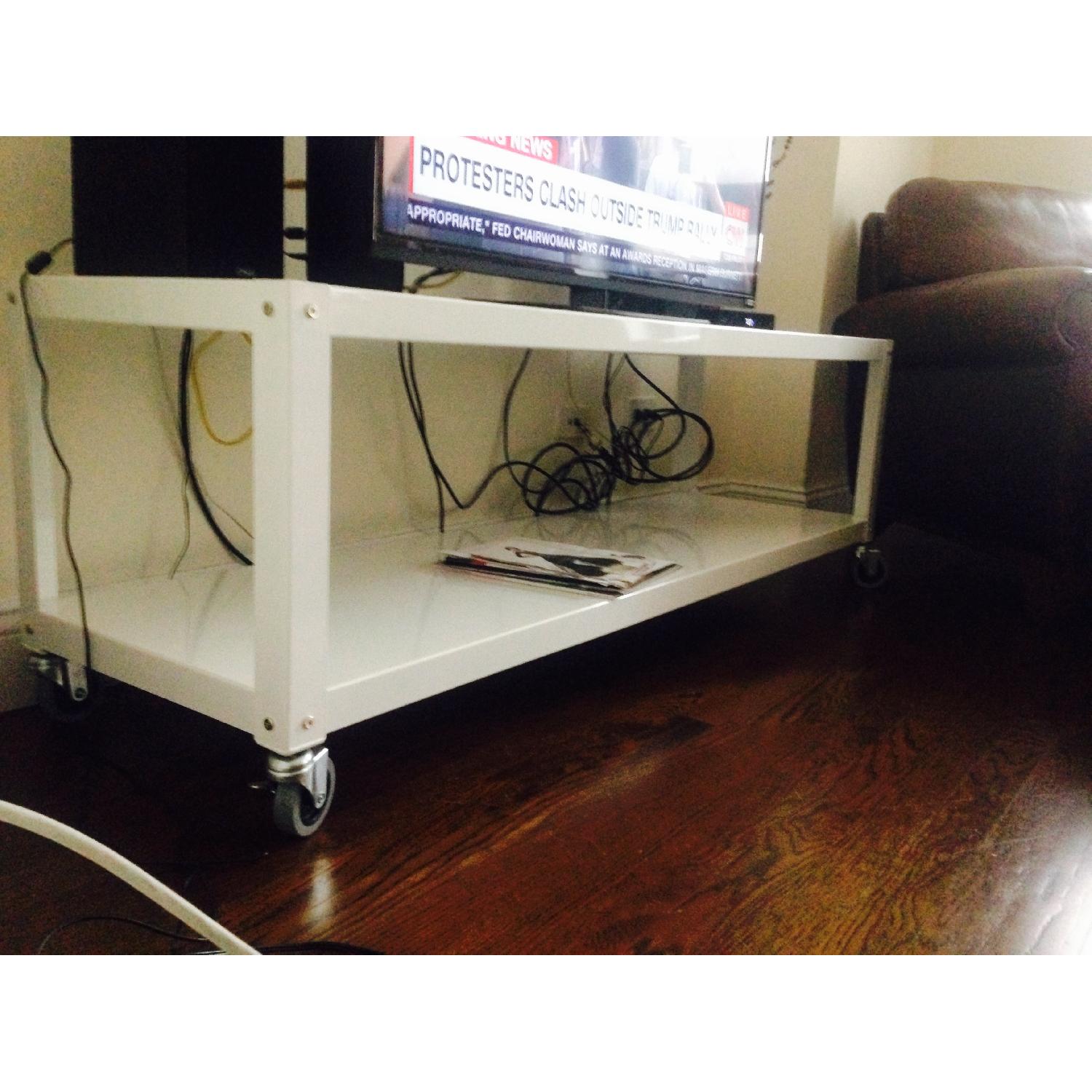 CB2 Go-Cart White Rolling TV Stand/Coffee Table - image-3