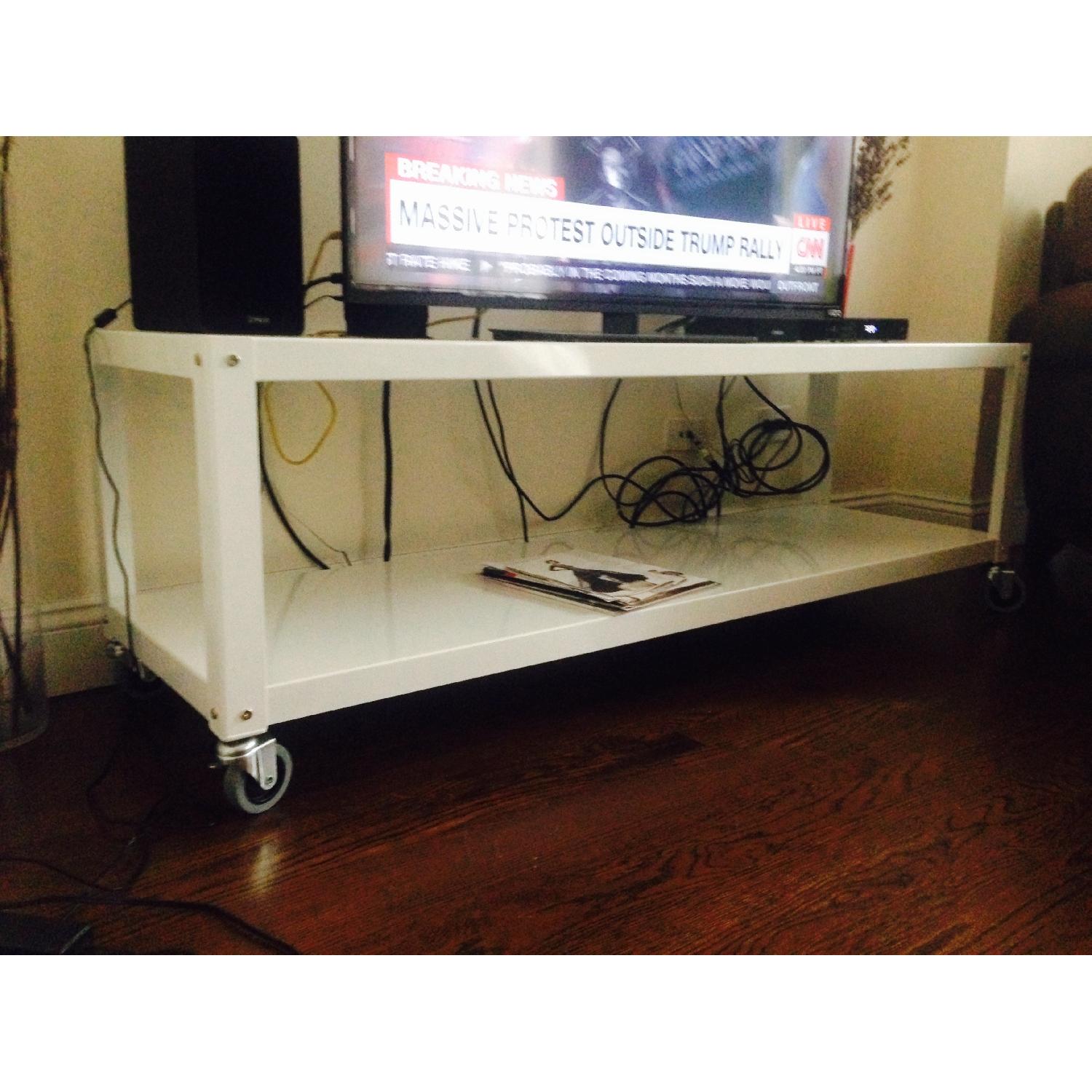 CB2 Go-Cart White Rolling TV Stand/Coffee Table - image-4