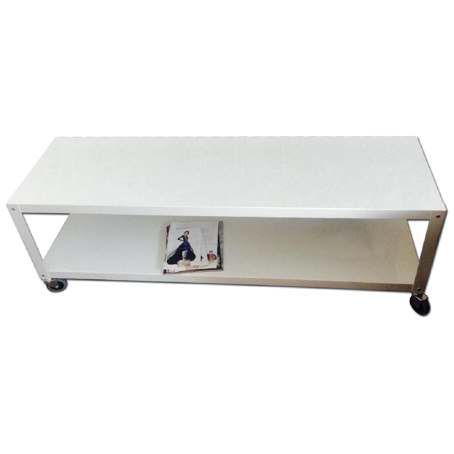 CB2 Go-Cart White Rolling TV Stand/Coffee Table - image-0