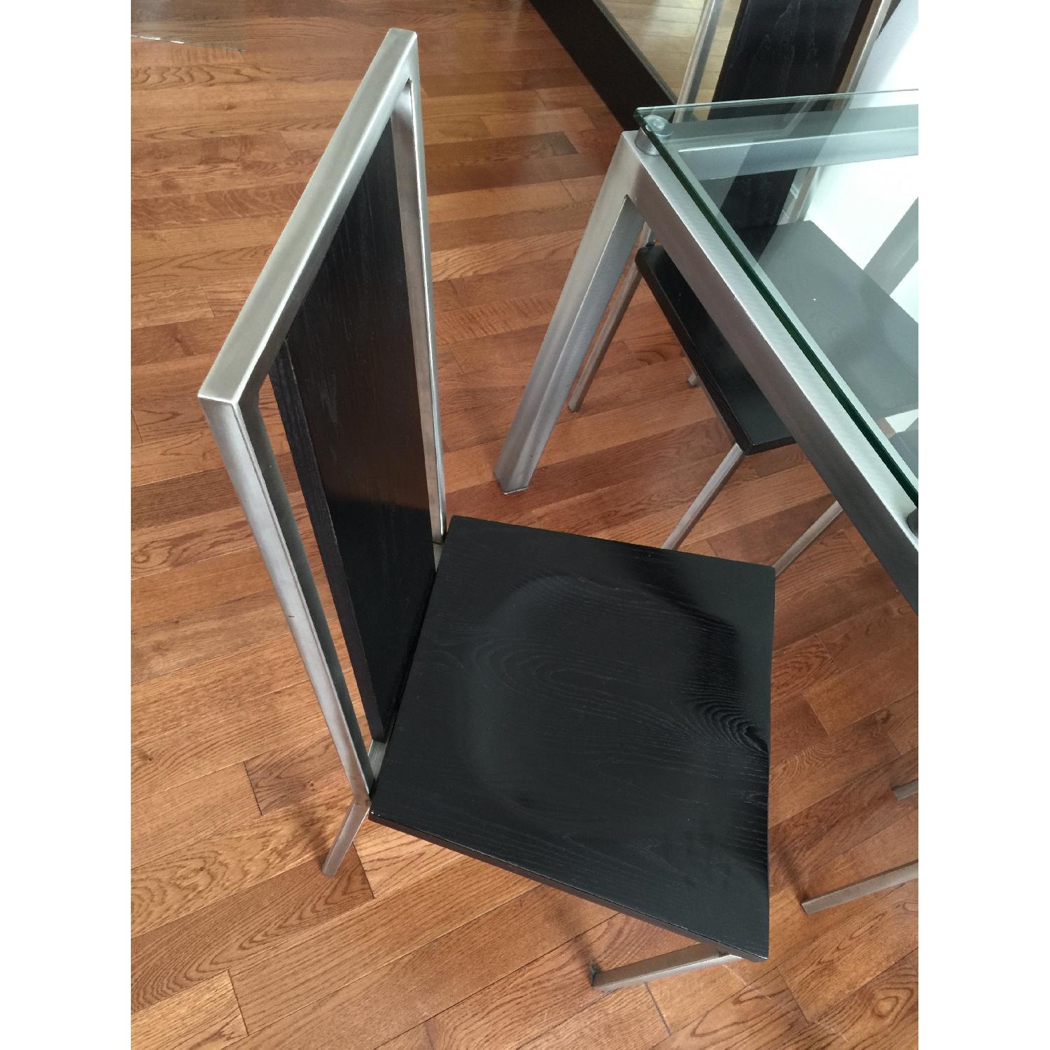 Glass Top/Stainless Base Parsons Table w/ 4 Black Ash Wood Chairs - image-2