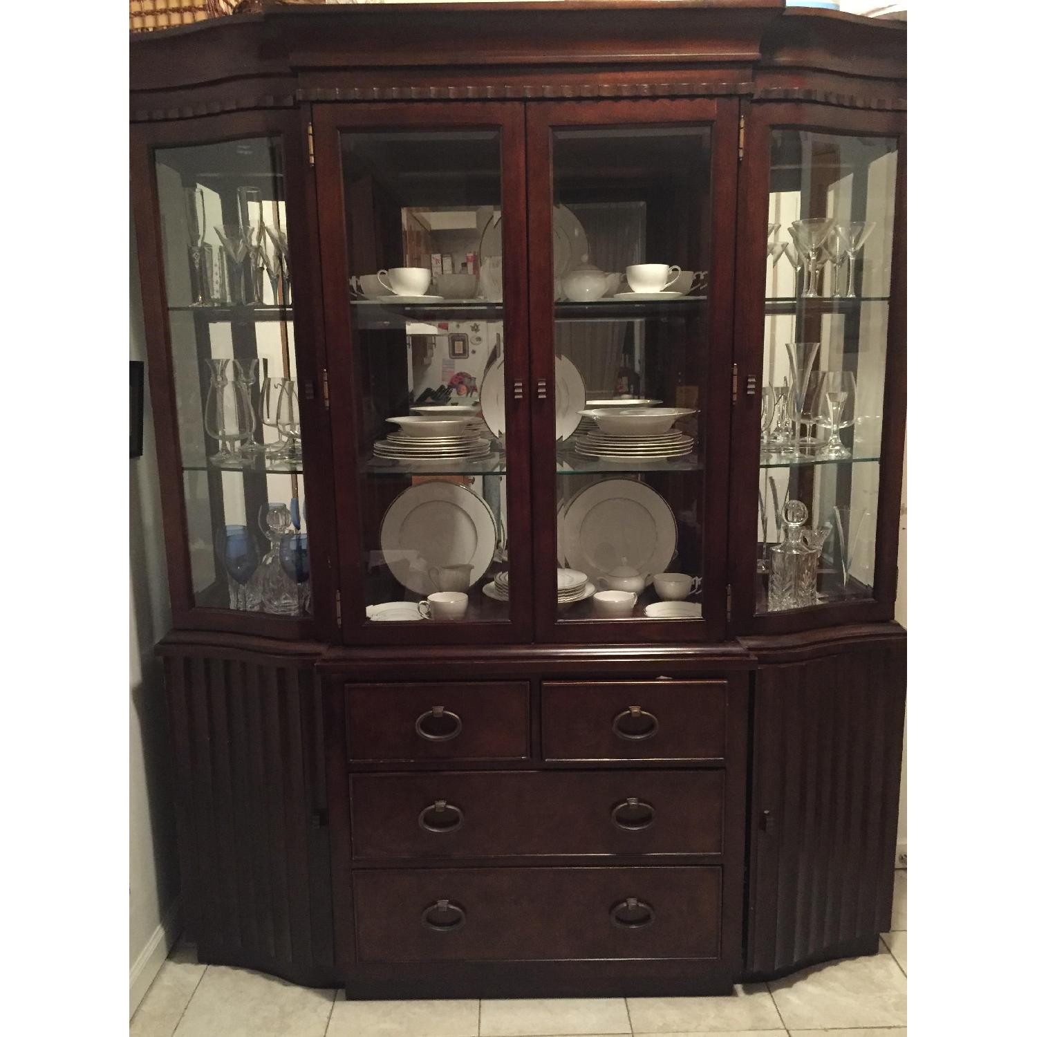 Expandable Dining Table w/ 6 Chairs + China Closet - image-2