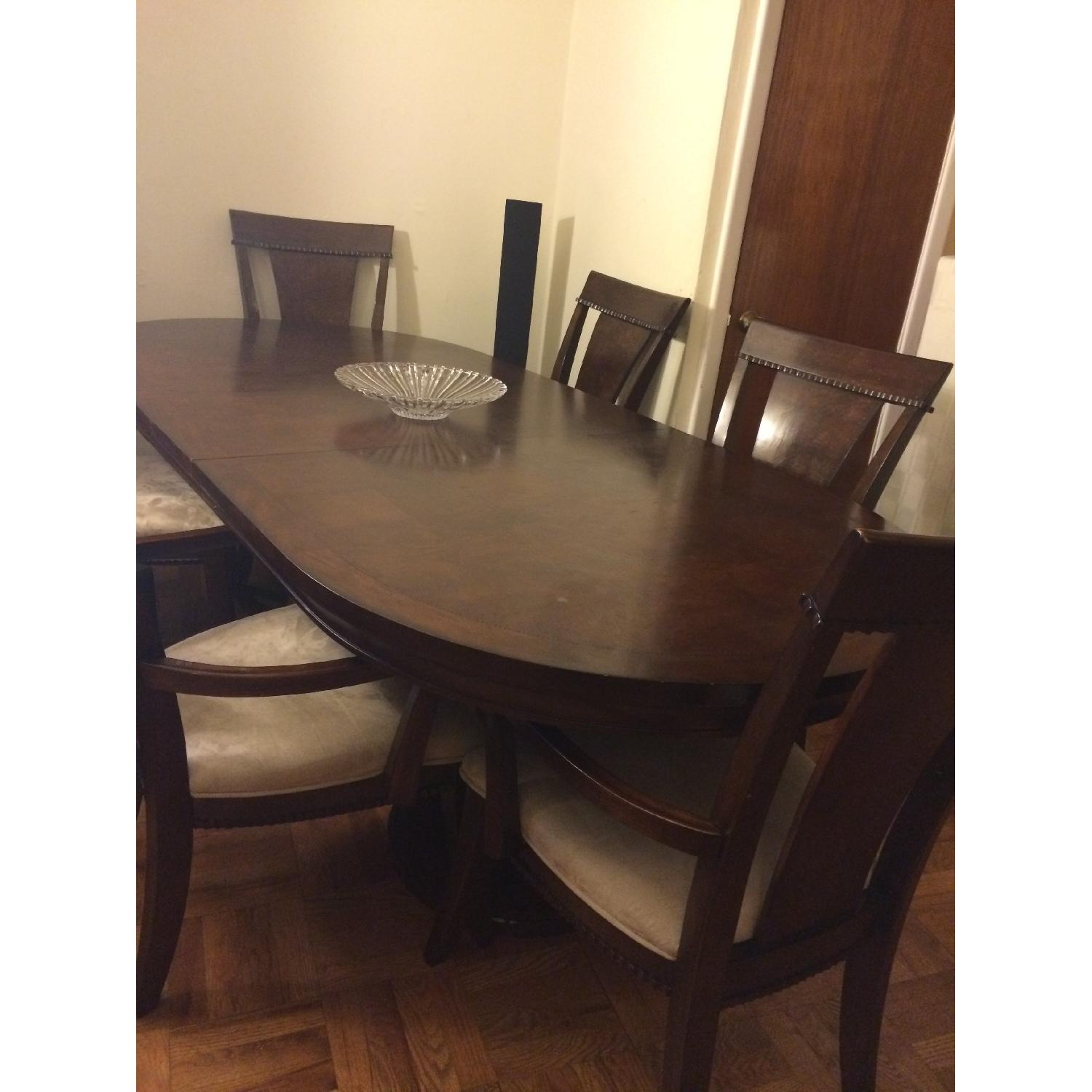Expandable Dining Table w/ 6 Chairs + China Closet - image-3
