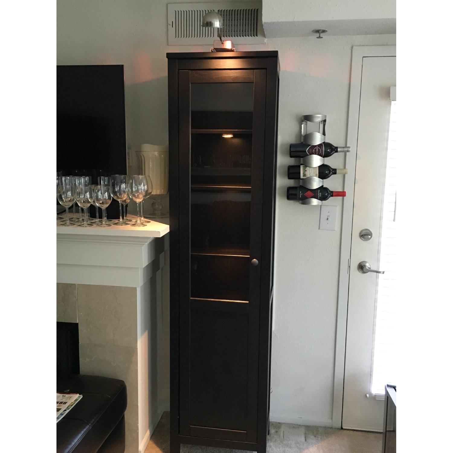 Ikea Hemnes Cabinet w/ Panel/Glass Door in Black-Brown - image-1
