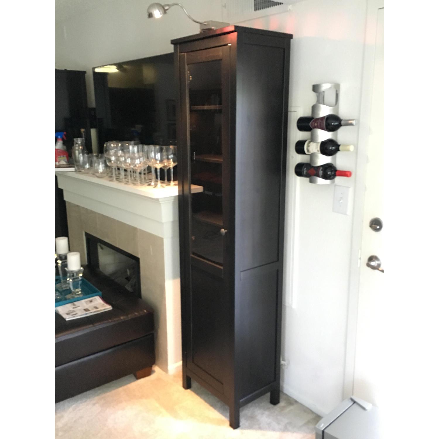 Ikea Hemnes Cabinet w/ Panel/Glass Door in Black-Brown - image-2