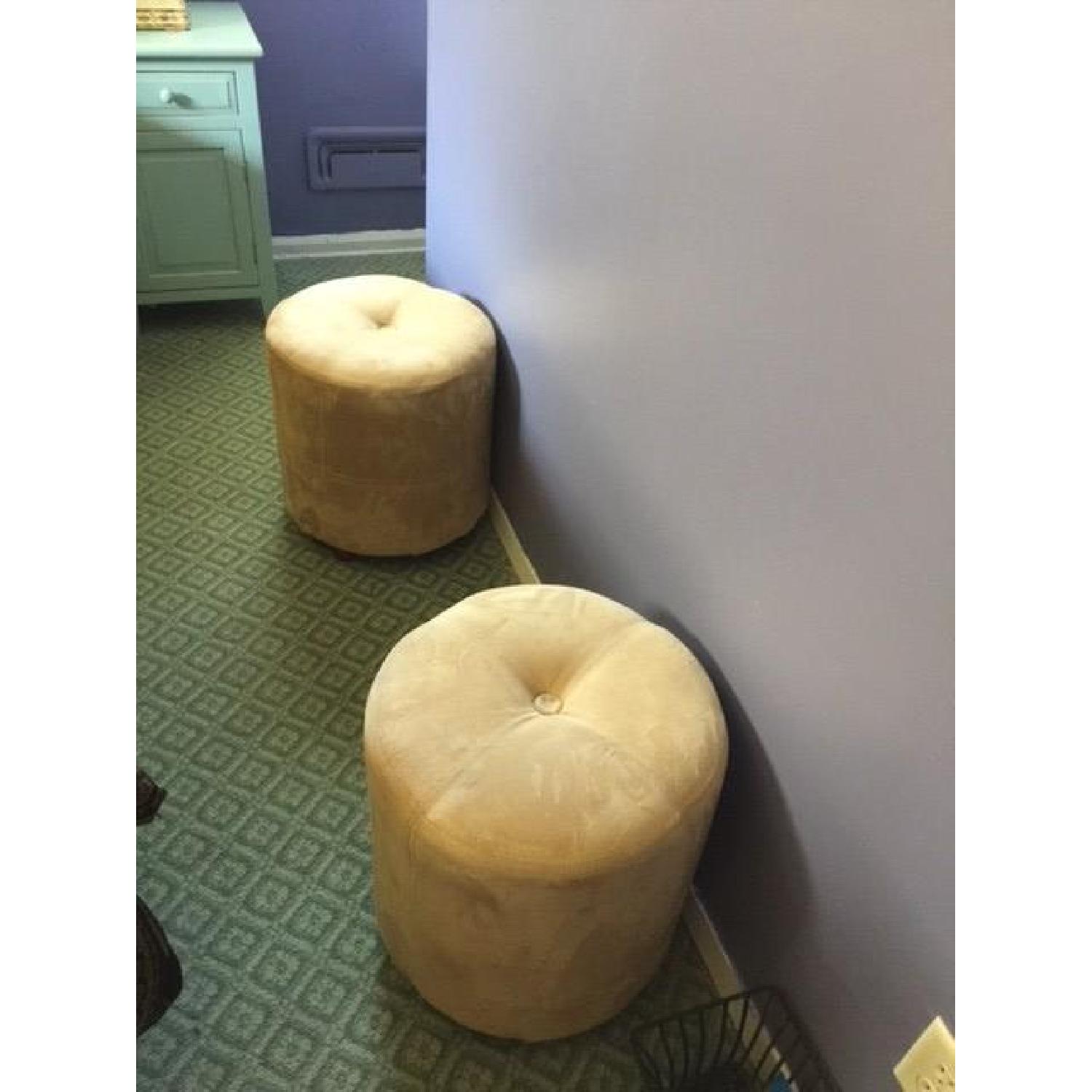 Beige Suede Ottomans - image-1
