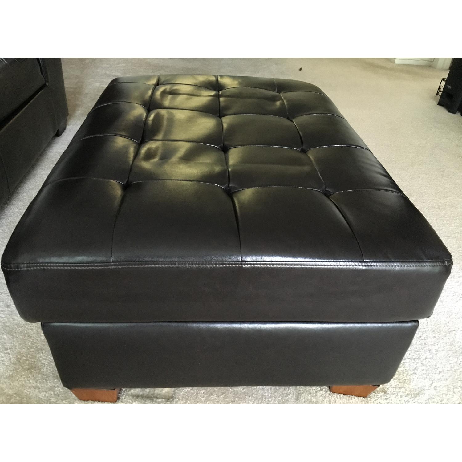 Ashley's Leather Ottoman w/ Storage - image-3