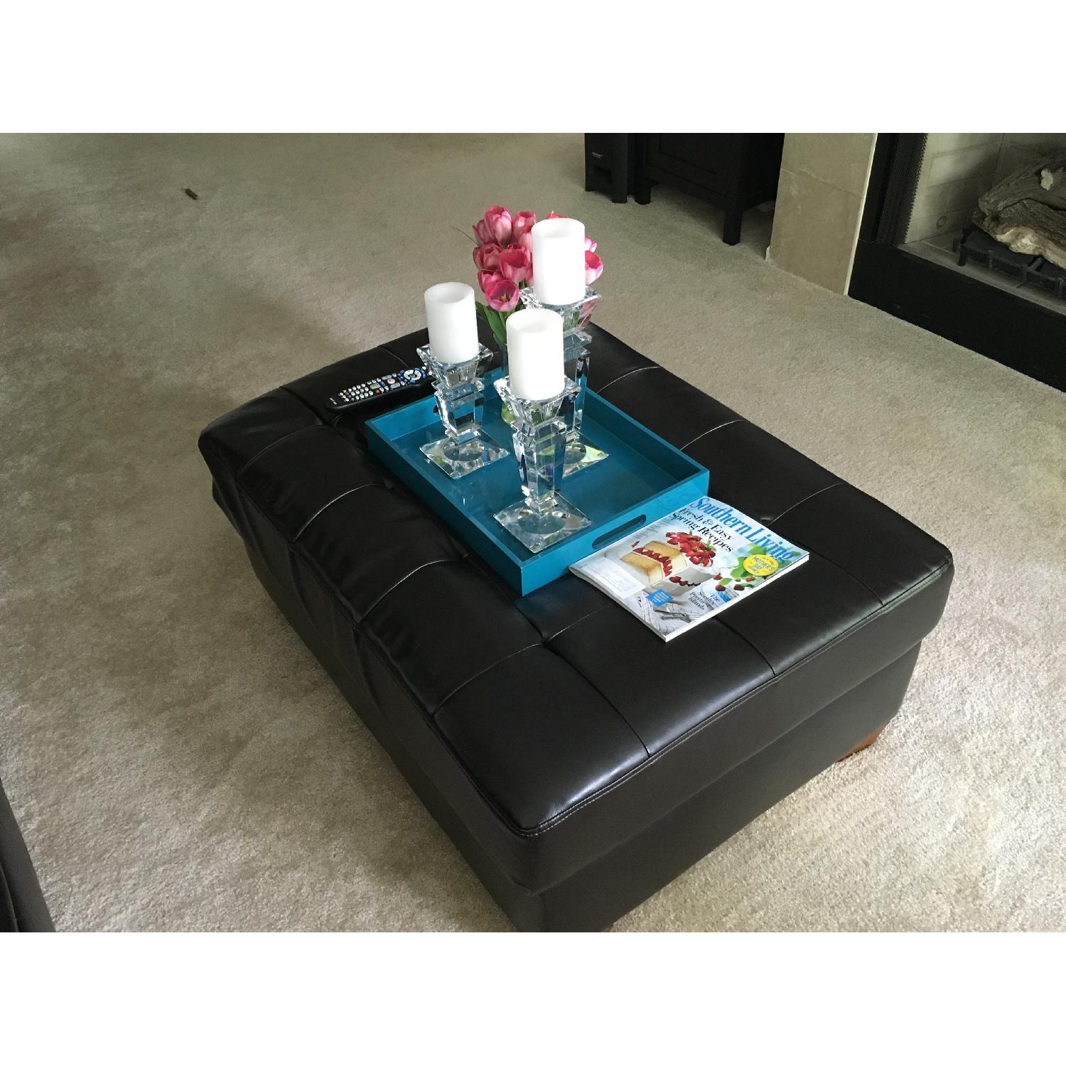 Ashley's Leather Ottoman w/ Storage - image-4