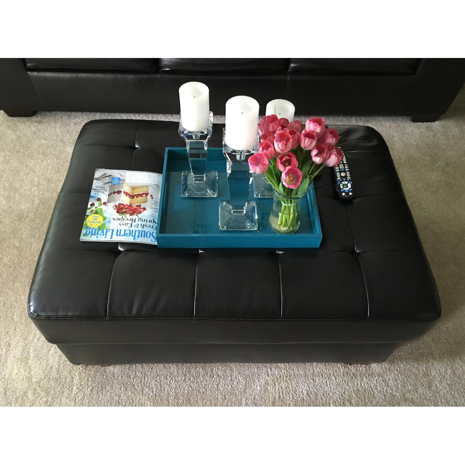 Ashley's Leather Ottoman w/ Storage - image-5