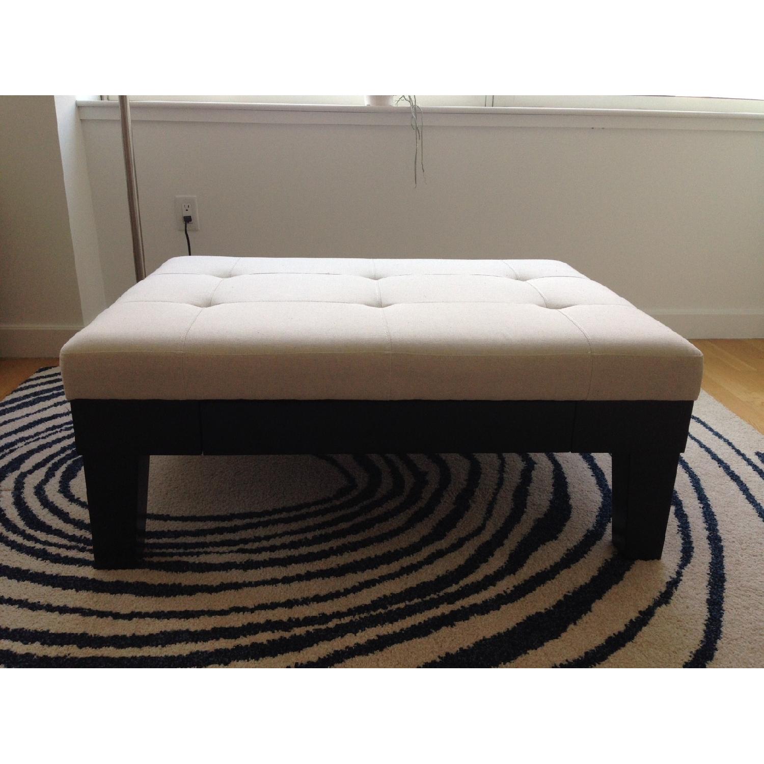 Ottoman Coffee Table w/ Bamboo Wood Serving Tray - image-1