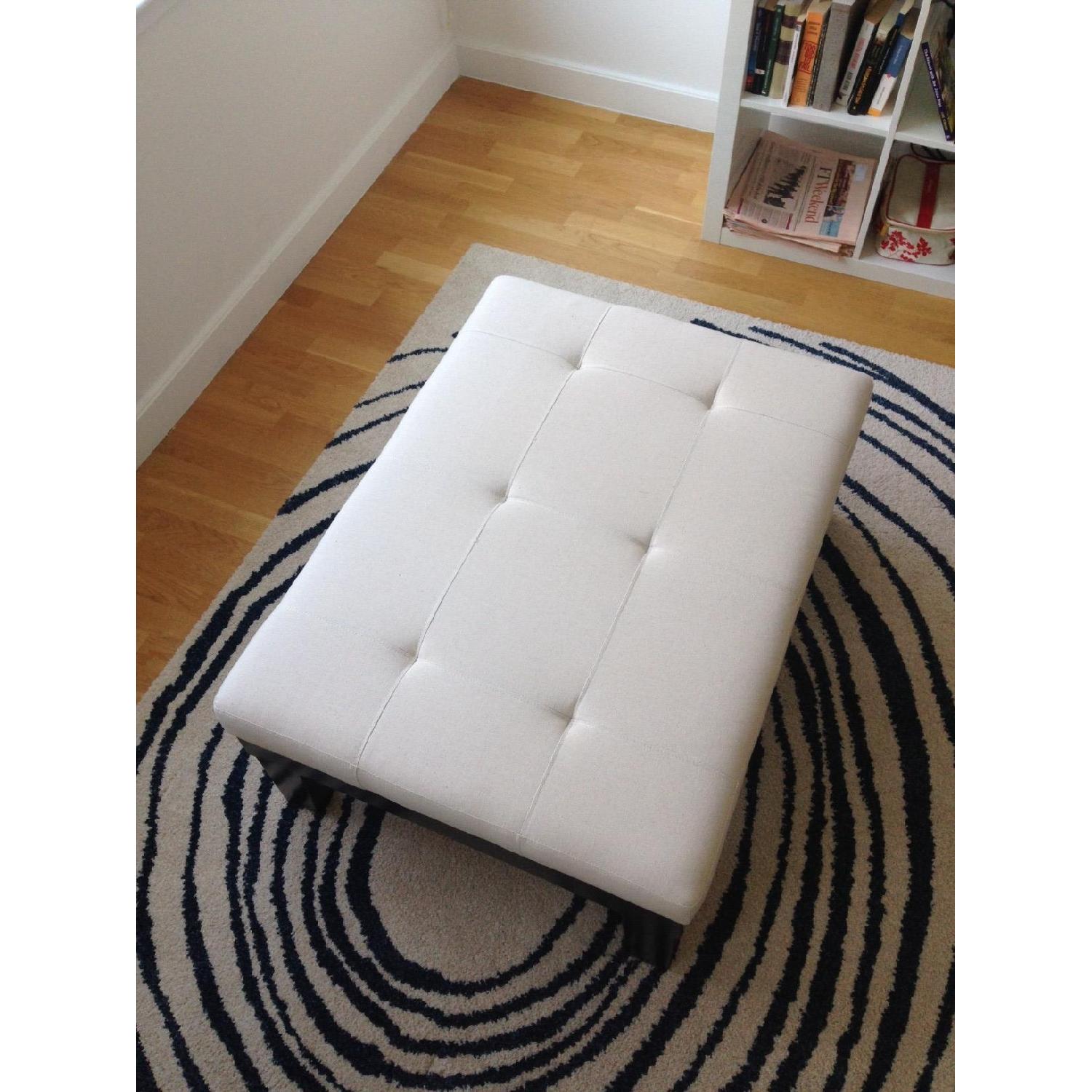 Ottoman Coffee Table w/ Bamboo Wood Serving Tray - image-2